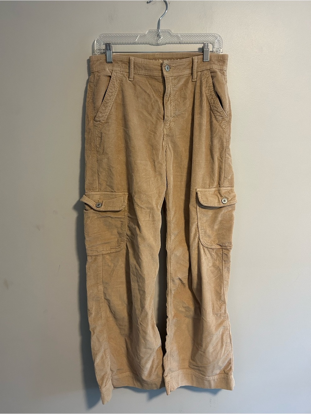American eagle 6 Tan Corduroy high rise Cargo baggy wide leg Pants